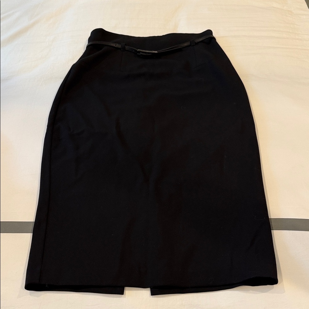 Black Halo Classic Black Pencil Skirt with Belt
